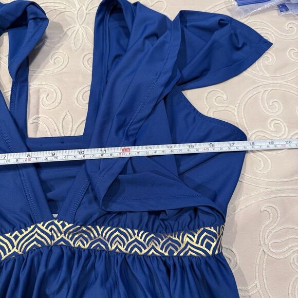 Cabana Life Blue Flutter Sleeve Maxi Dress Large Boho Resort Cover Up UPF 50+ - Picture 10 of 11